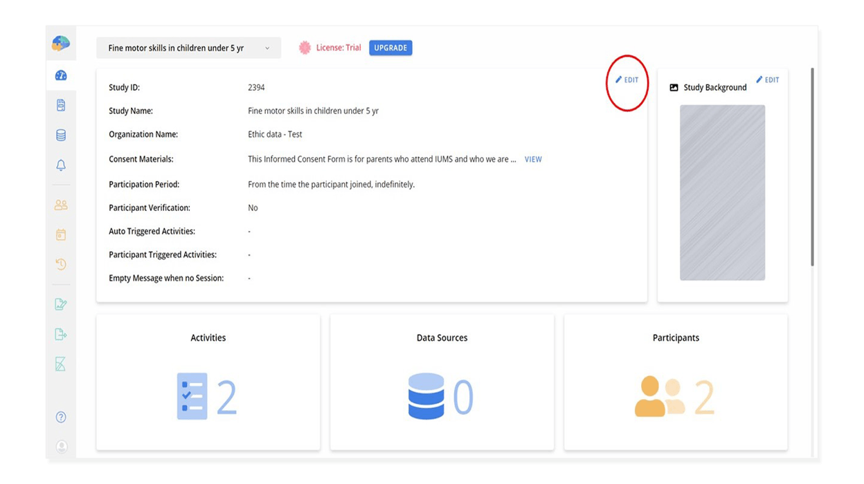 The Edit button on the Basics's page.