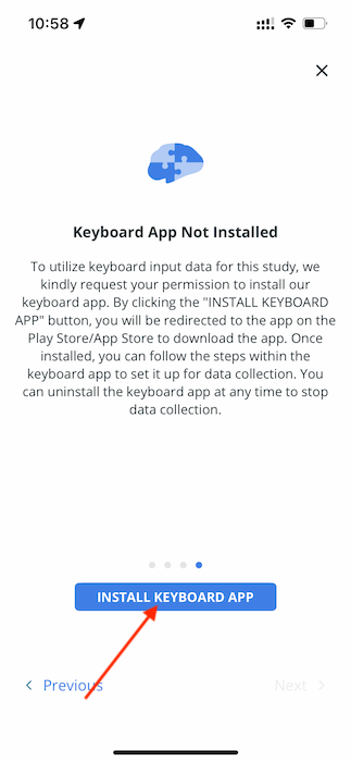 Onboarding alert for installing Avicenna Keyboard