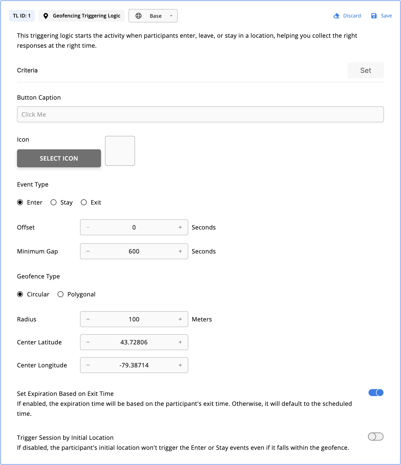 Geofencing Triggering Logic Configuration