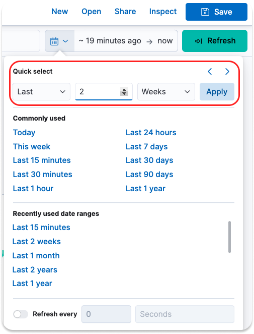 Selecting time range