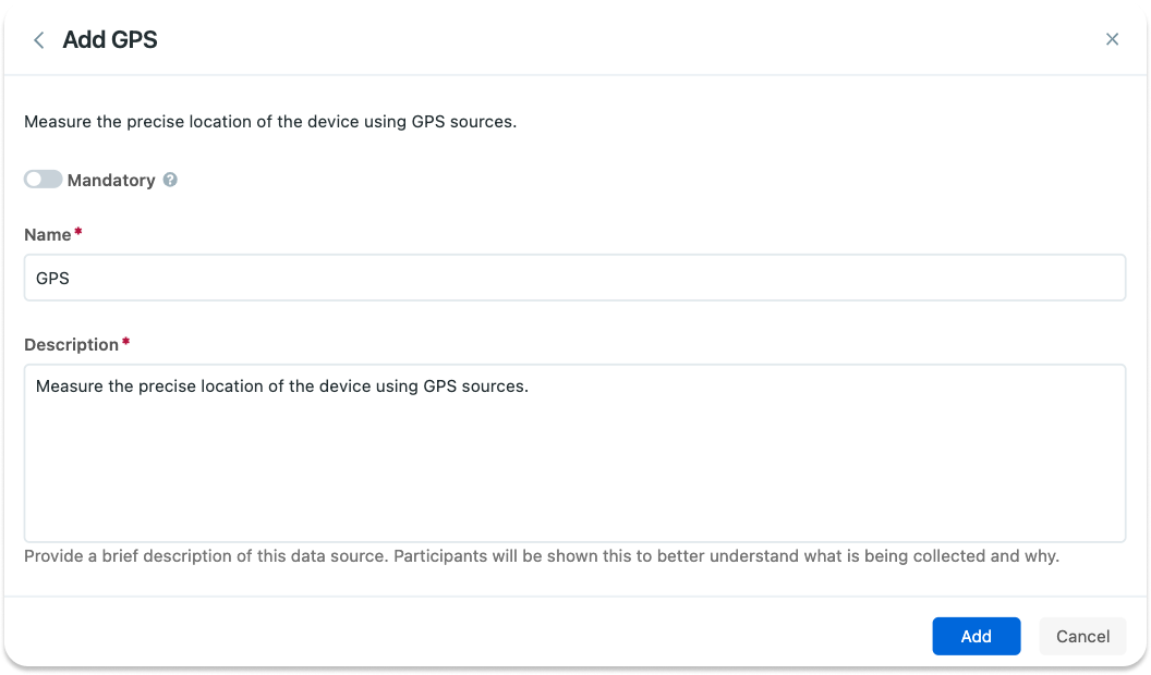 New data source Settings