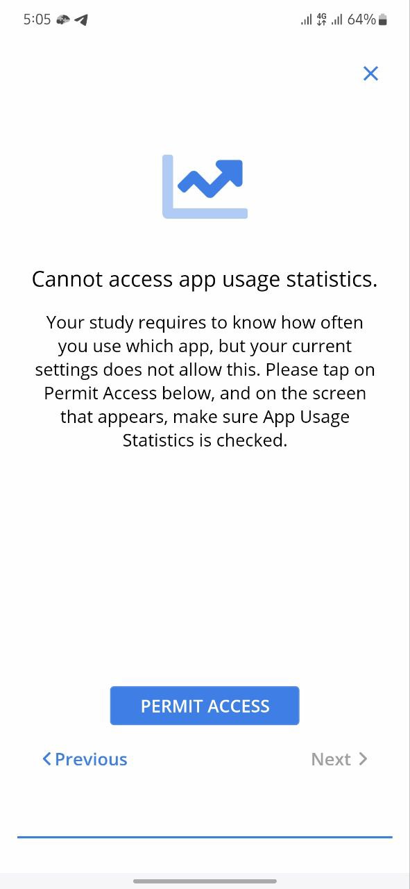 Onboarding alert to grant access to App Usage data