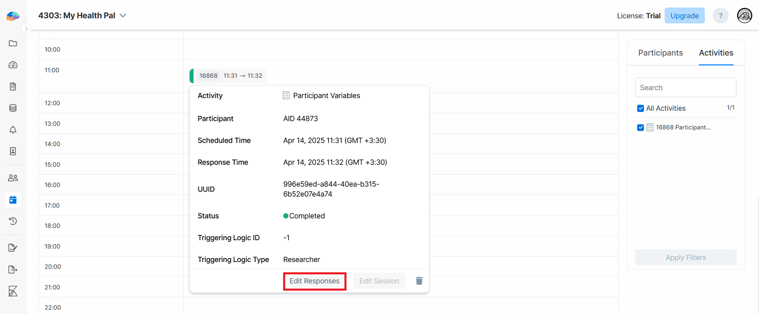 Edit the responses to the &quot;Participant Variables&quot; survey