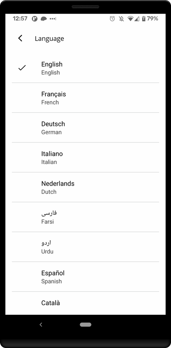 Participants can choose the language of the app interface and their studies through Settings.