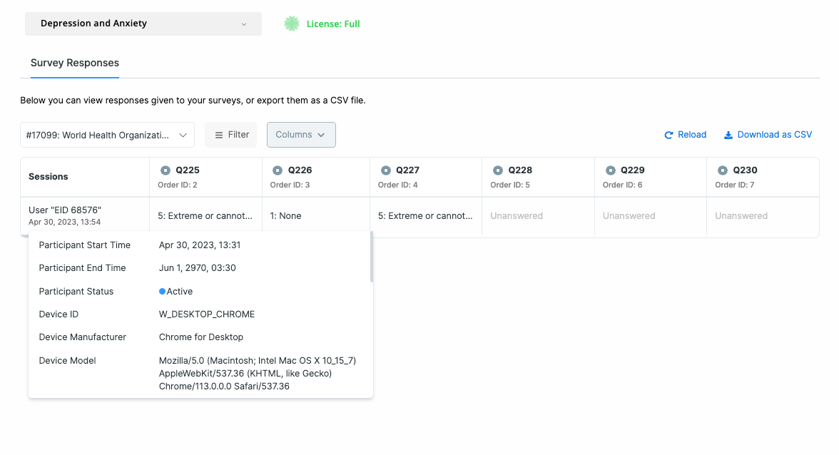 View response attributes
