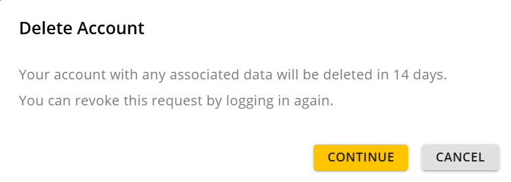 Account Deletion First Confirmation