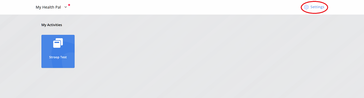 Settings Button on the Avicenna App