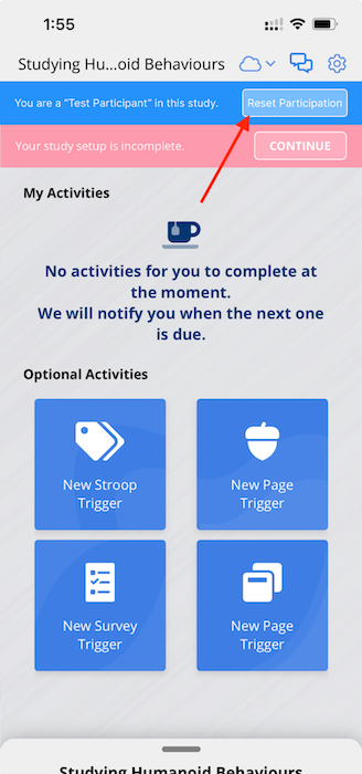 Reset participation by participant